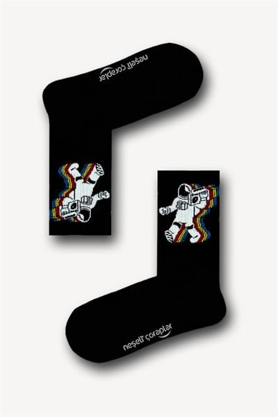 3d Astronot Desenli Atletik Unisex Çorap 