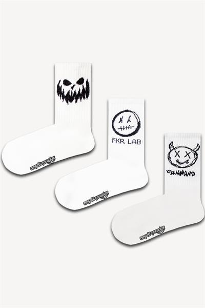 3lü Boynuzlu Şeytan Atletik Çorap Set