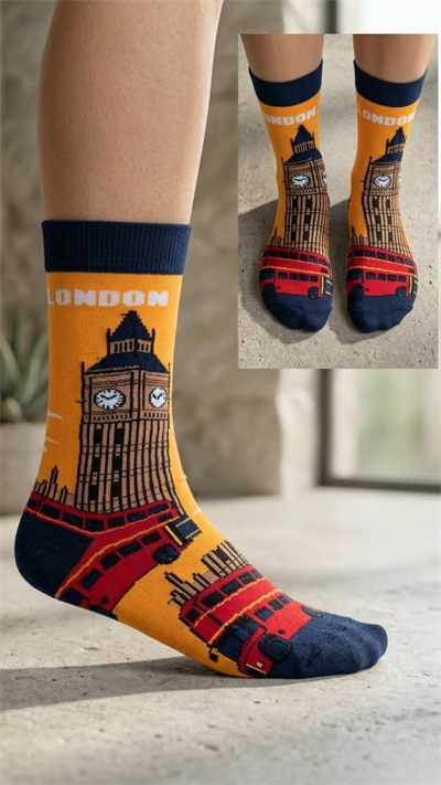 4lü Ev Kutulu Renkli Unisex Hediyelik Çorap