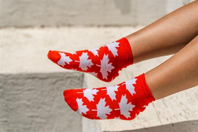 Beyaz Canada Desenli Renkli Patik 
