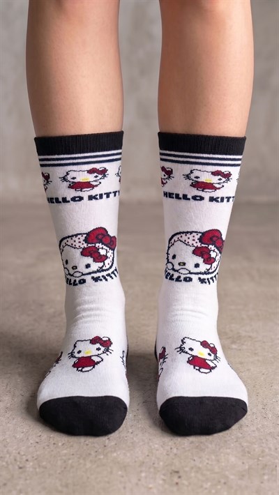 Beyaz Hello Kitty Unisex Çorap 