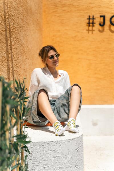 Beyaz Limon Renkli Unisex Çorap