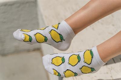Beyaz Limon Renkli Unisex Çorap