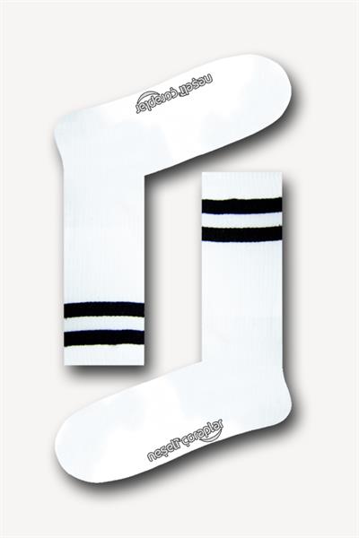 Beyaz Renkli Long Atletik Unisex Çorap