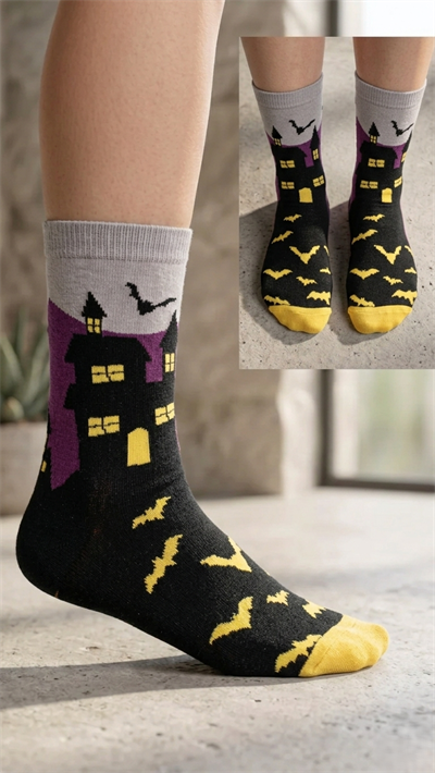 Cadı Evi Renkli Unisex Çorap