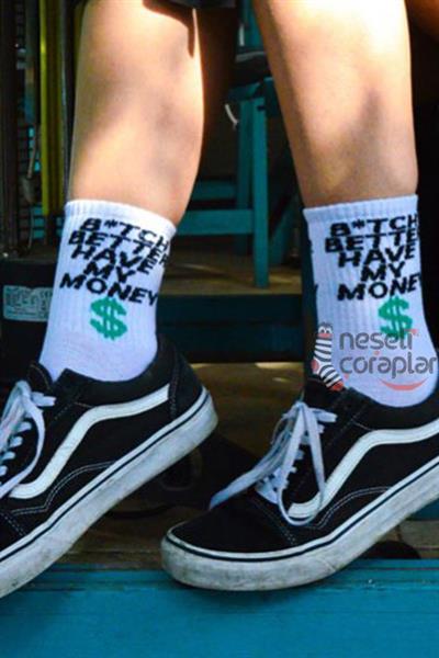 Dolar Desenli Atletik Unisex Çorap