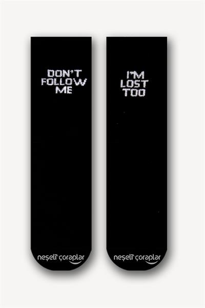 Dont Follow Me Siyah Atletik Unisex Çorap