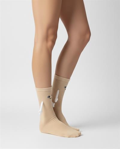 El Ele Tutuşan Krem Atletik Çorap