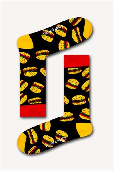 Hamburgers Renkli Unisex Çorap