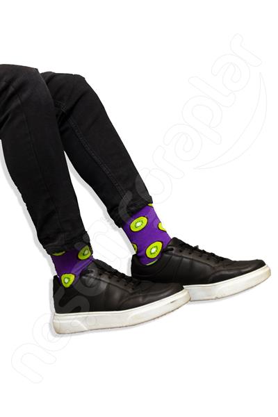 Mor Kivi Desenli Renkli Unisex Çorap