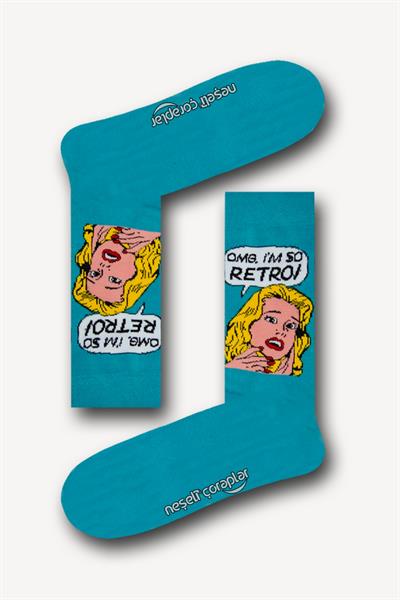 OMG! Retro Desenli Renkli Unisex Çorap