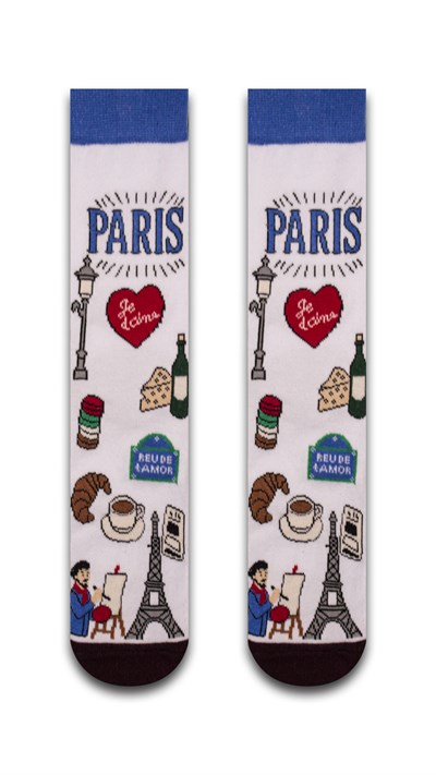 Paris Semboller Renkli Unisex Çorap