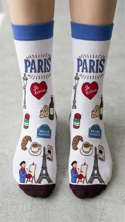 Paris Semboller Renkli Unisex Çorap
