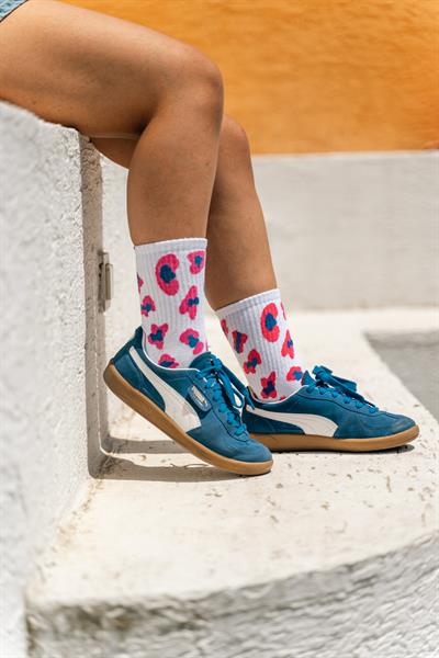 Pembe Benekler Desenli Unisex Atletik Çorap