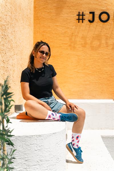 Pembe Benekler Desenli Unisex Atletik Çorap
