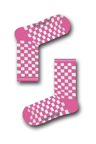 Pembe Dama Desenli Atletik Unisex Çorap