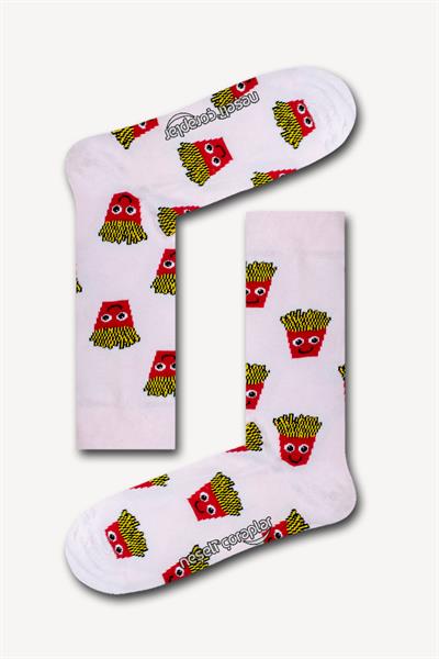 Pembe Neşeli Patates Renkli Unisex Çorap