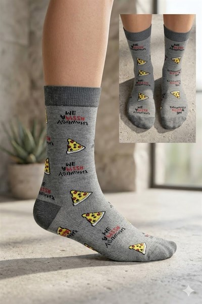 Pizza Dilimi Kutulu Renkli Unisex Çorap