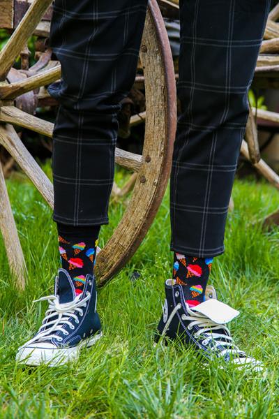 Siyah Dondurma desenli Unisex Çorap