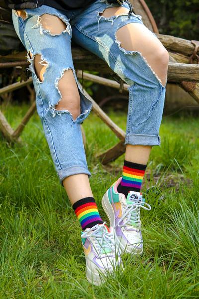 Siyah Gökkuşağı Atletik Unisex Çorap