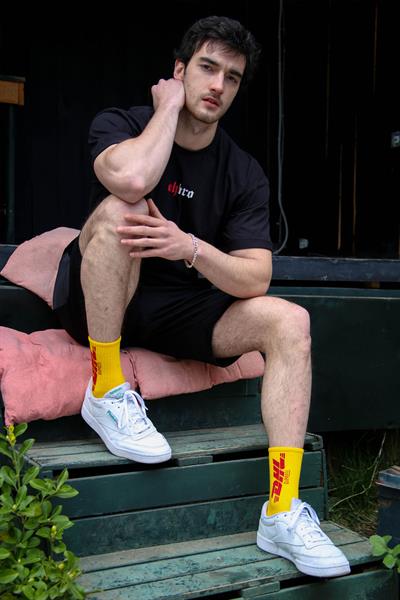 Turuncu Dhl Express Desenli Atletik Unisex Çorap