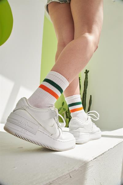 Turuncu Yeşil Çizgili Atletik Unisex Çorap