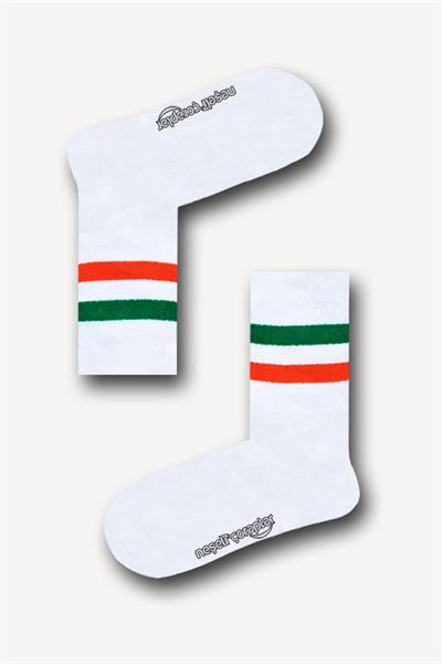 Turuncu Yeşil Çizgili Atletik Unisex Çorap