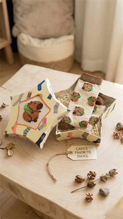 Yıldız Kutulu Capybara Renkli Hediyelik Çorap