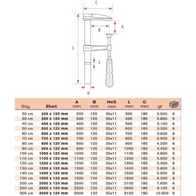 BULUT Büyük İşkence Döküm 130 cm 1300x120mm