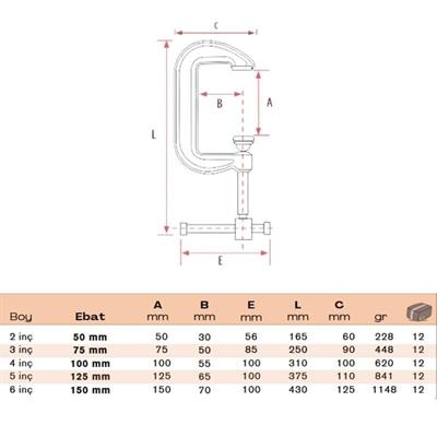 Bulut Cast Pipe Fitter’s Clamp C-Clamp Type 5 Inch – 125 mm