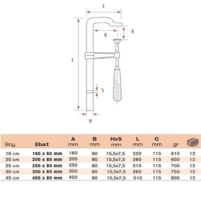 BULUT Küçük İşkence Dövme Çelik 25 cm 250x80 mm