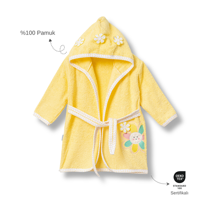Ankibaby %100 Pamuk Çiçekli Bornoz