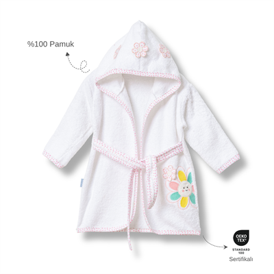 Ankibaby %100 Pamuk Çiçekli Bornoz