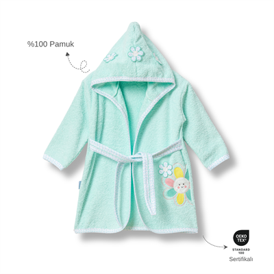 Ankibaby %100 Pamuk Çiçekli Bornoz