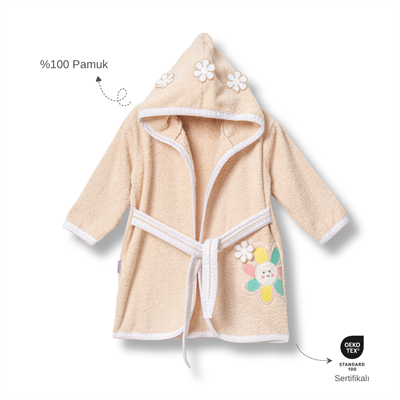 Ankibaby %100 Pamuk Çiçekli Bornoz