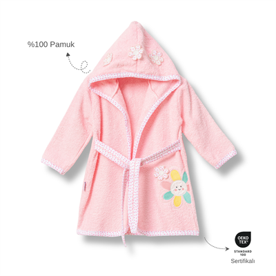 Ankibaby %100 Pamuk Çiçekli Bornoz
