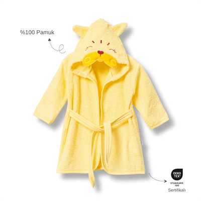 Ankibaby %100 Pamuk Kedicik Bornoz