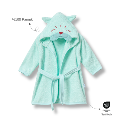 Ankibaby %100 Pamuk Kedicik Bornoz