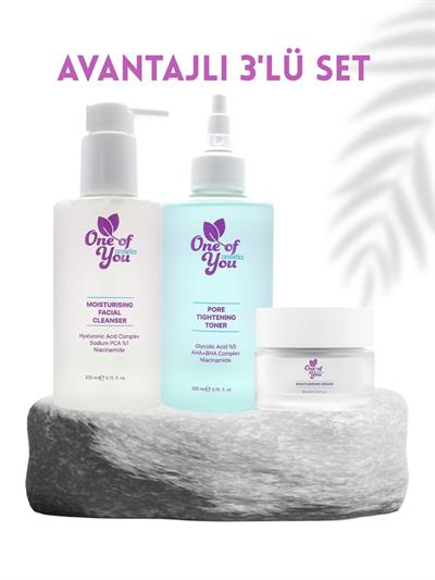PORE TIGHTENING TONER 200 ML & MOISTURISING FACIAL CLEANSER 200 ML & MOISTURISING CREAM  50 ML 3'LÜ SET