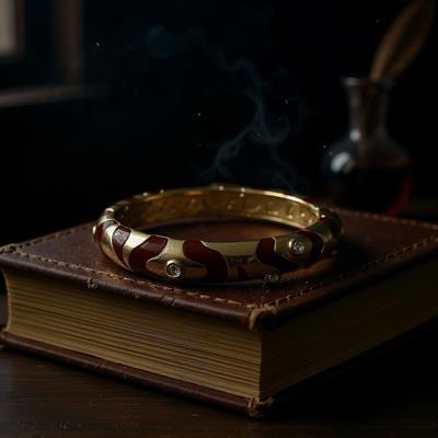 Gold Bordo Mineli Taşlı Kelepçe Bileklik