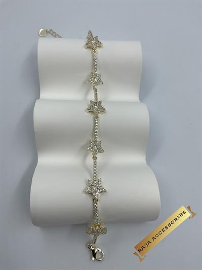 Özel Seri Gold Zirkon Taşlı Yıldız Su Yolu  Bileklik