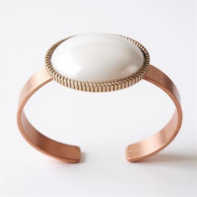 Bronz Eskitme Oval Kelepçe Bileklik