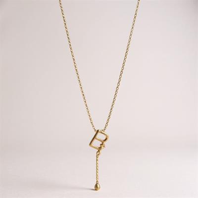 Çelik Gold B Harf Kolye