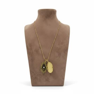 Çelik Gold Dorika Zincir Detaylı Vintage İçi Açılan Kolye