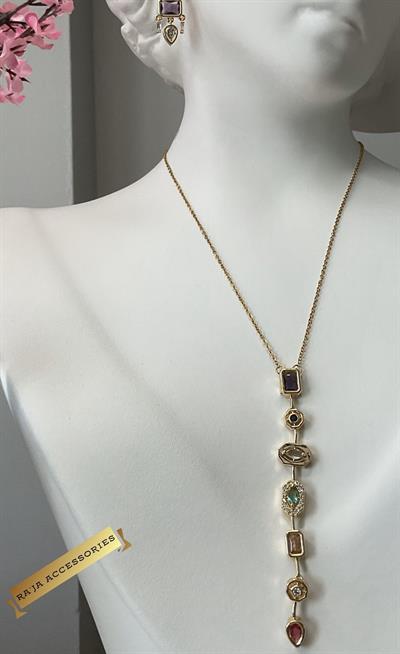 Çok Renkli Gold Çelik Y Kolye