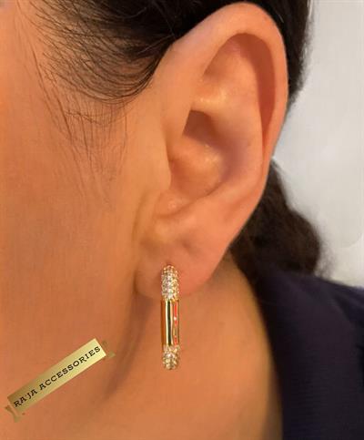 Özel Seri Zirkon Taşlı Kare Gold Küpe