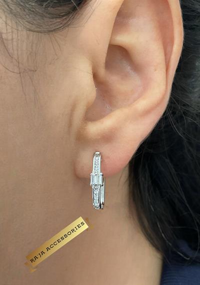 U Model Zirkon Taşlı Silver Küpe