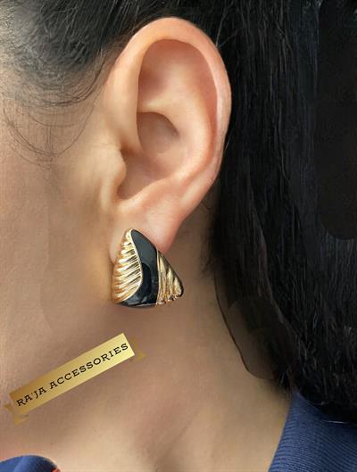 Vintage Siyah Gold Tasarım Küpe