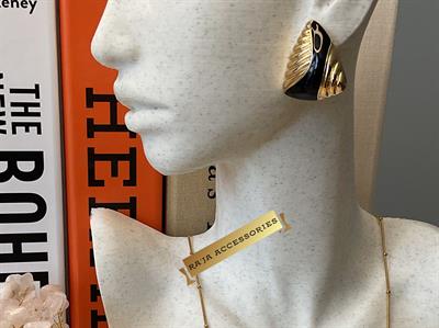 Vintage Siyah Gold Tasarım Küpe