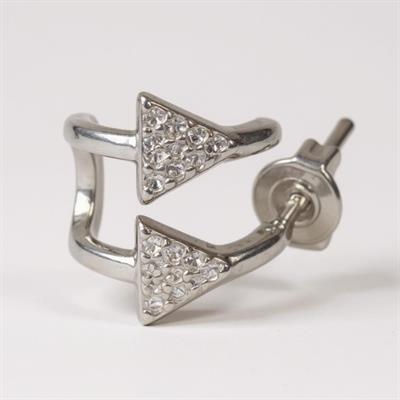 Zirkon Taşlı Küçüklü Büyüklü Üçgen Silver Küpe